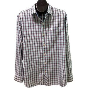 Tommy Bahama Blue Plaid Shirt Men's L Long Sleeve Button Up EUC